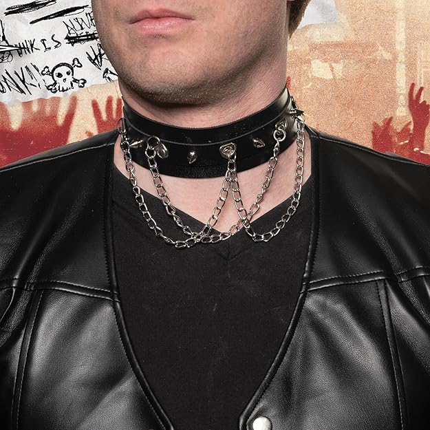 Spiked Studded Collar w/ Chain