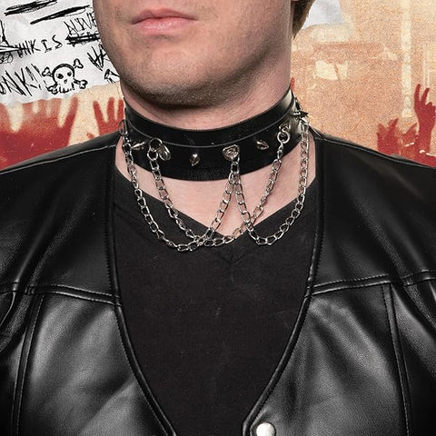 Spiked Studded Collar w/ Chain