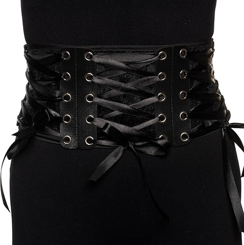 Black Waist Cincher - Faux Suede