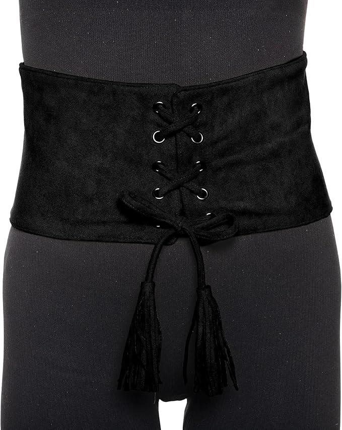 Black Waist Cincher - Faux Suede