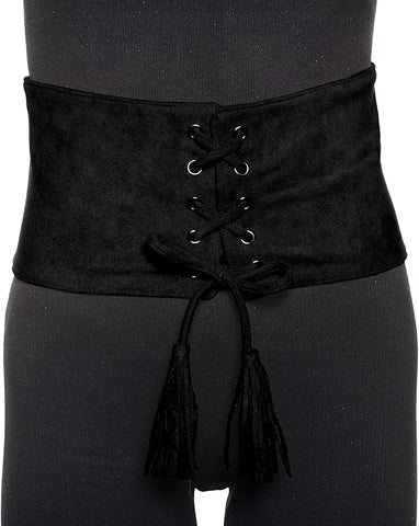 Black Waist Cincher - Faux Suede