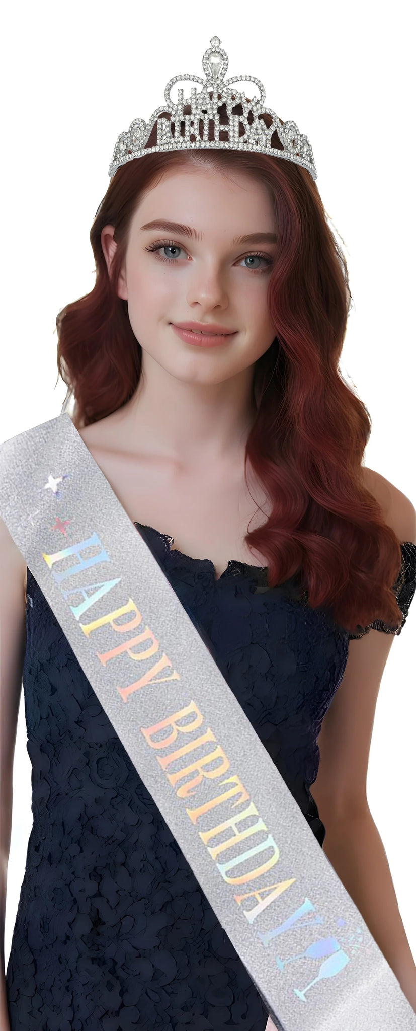 Tiara and Sash Hbday Silver