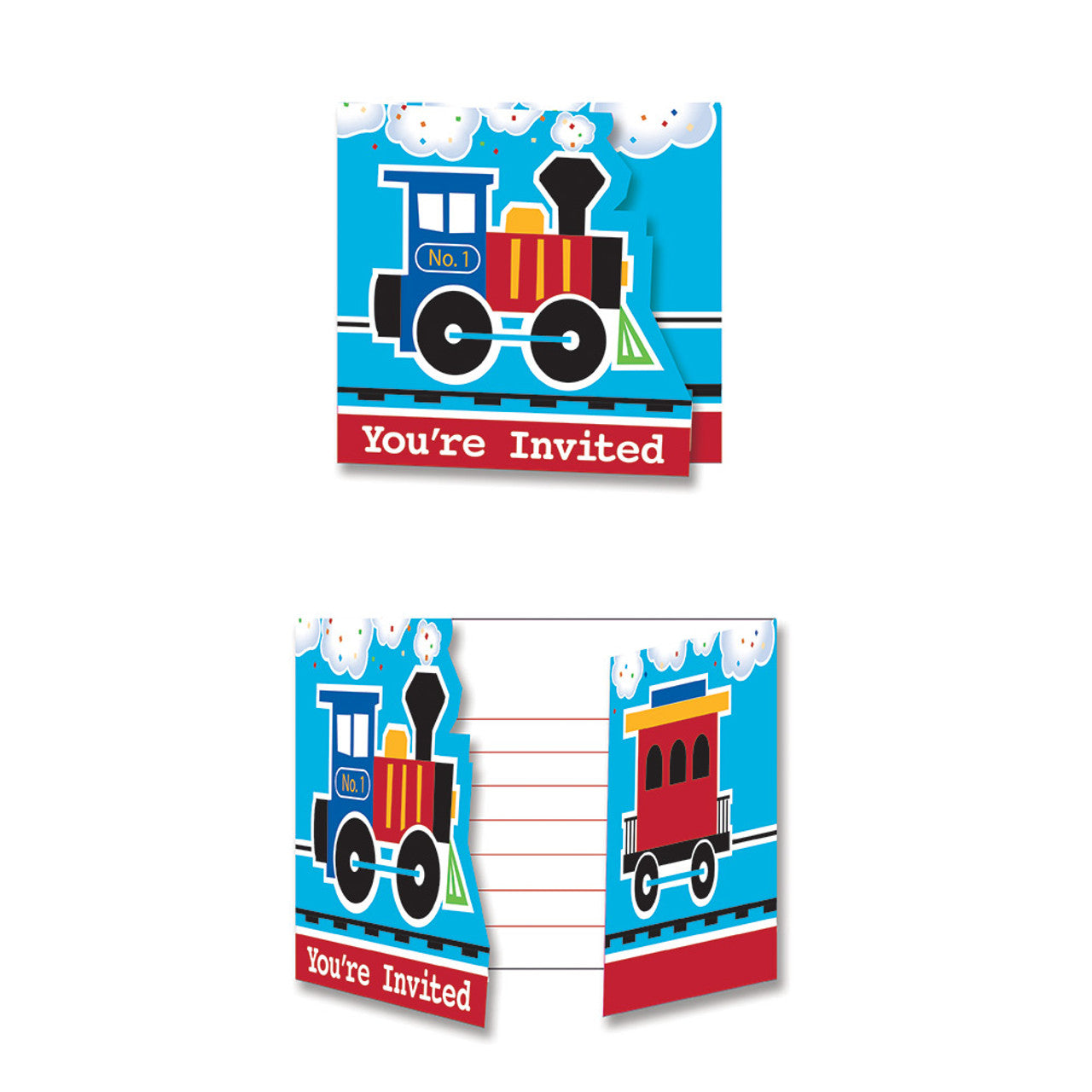 All Aboard Train Party Invitation Cards (8 ct)