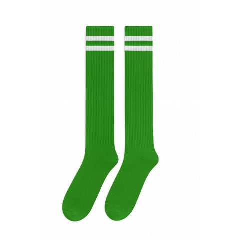 Socks Knee Green w/White Stripes