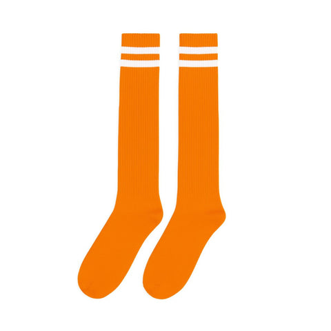 Socks Knee Orange w/White Stripes
