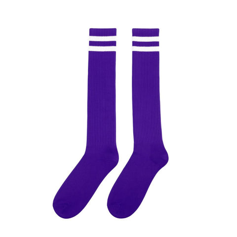 Socks Knee Purple w/White Stripes