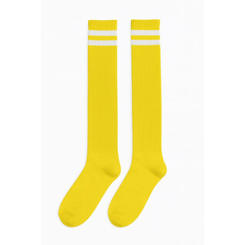 Socks Knee Yellow w/White Stripes