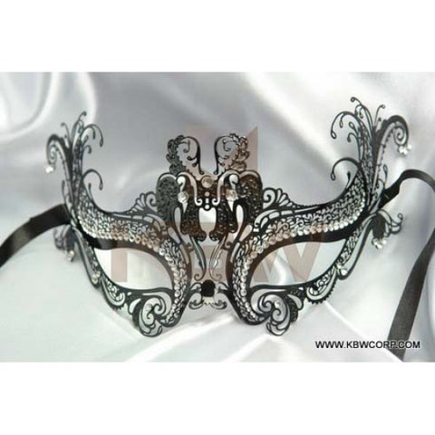 Mask Metal Black w/Blue Rhinestones