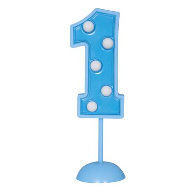 Flashing Number 1 Party Cake Decoration, 4.5", Blue