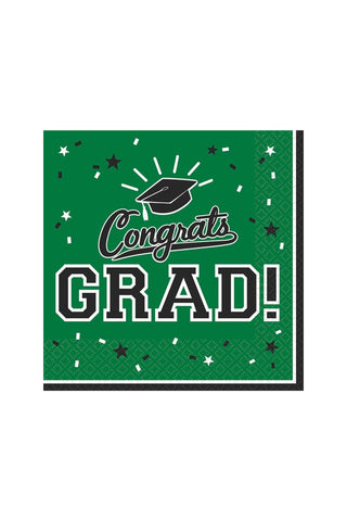 Green Grad Beverage Napkin ? 36CT