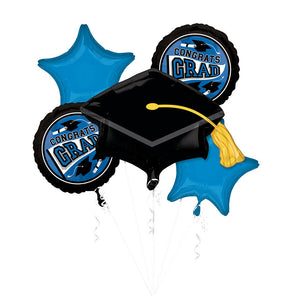 Balloon Mylar Bouquet Grad Blue