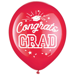 Grad Latex Balloons - Red 15 Ct