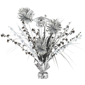 Grad Tinsel Burst Centerpiece -White