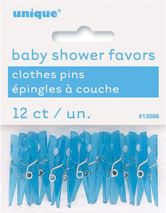 Clothes Pins Baby Shower Favors - Blue