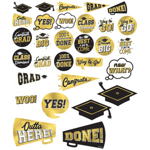 Grad Mega Value Pack Cutouts - Black, Silver, Gold