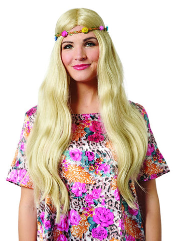 Wig Cool Cat Blonde w/Floral Headband