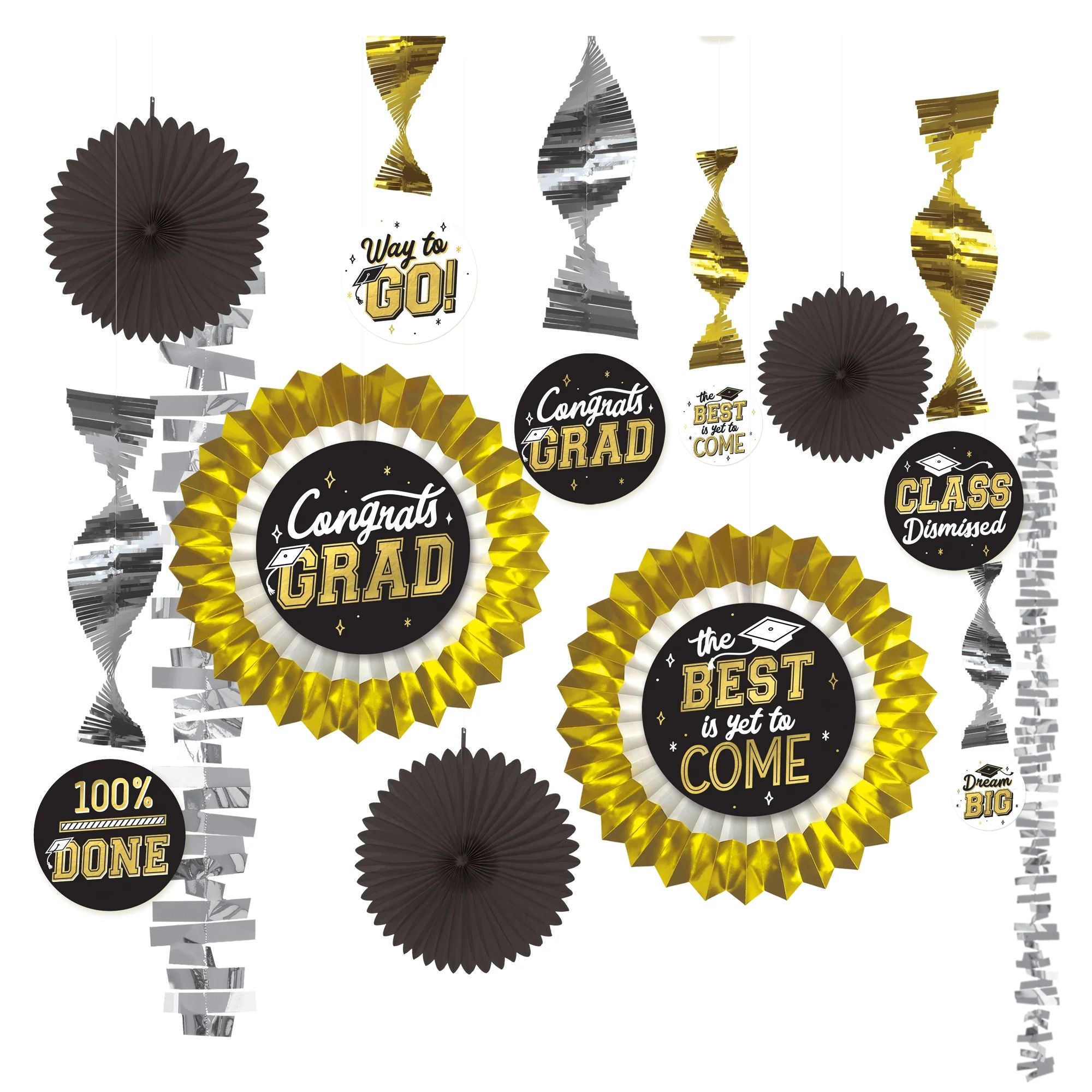 Grad Decorating Kit - Black, Silver, Gold