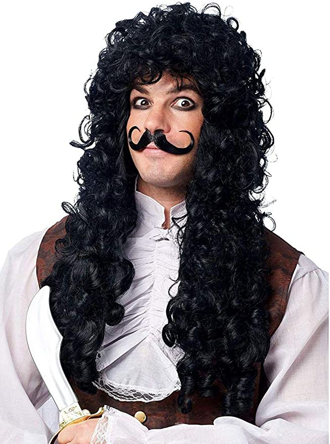 Wig Captain Hook Black w/Moustache