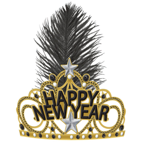 Happy New Year Tiara Black, Silver, Gold