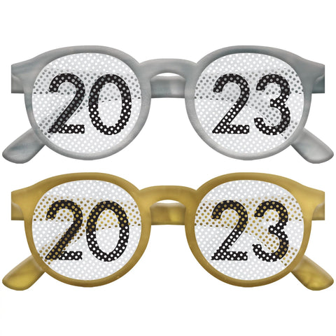 2023 New Years Printed Glasses, Black, Silver, Gold 8CT