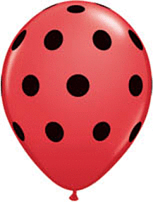 11" Qualatex Big Polka Dots Latex - Red with Black 50CT