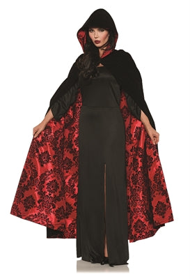 Cape Black Hooded Velvet w/Red Satin