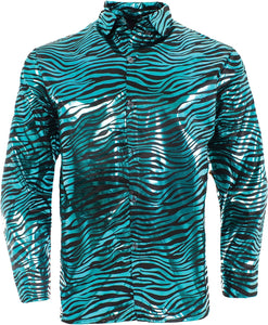 Shirt Disco Tiger Print Blue OS