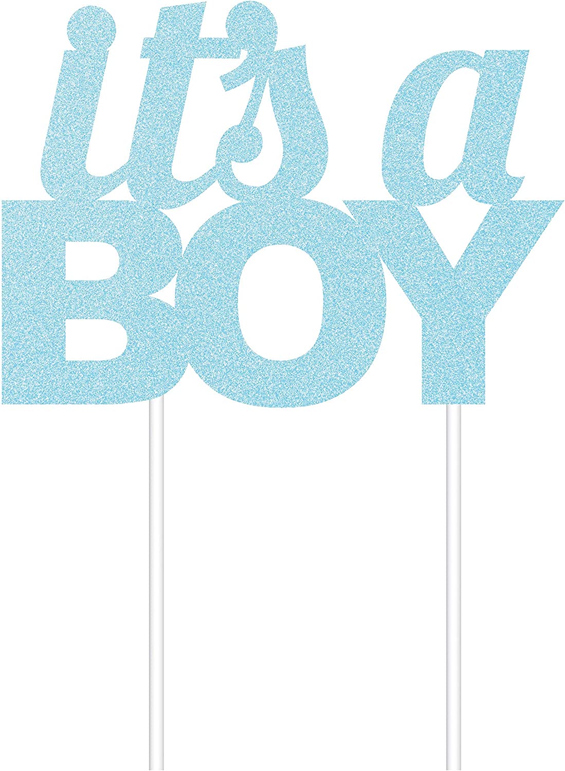 It's A Boy Blue Glitter Cake Topper