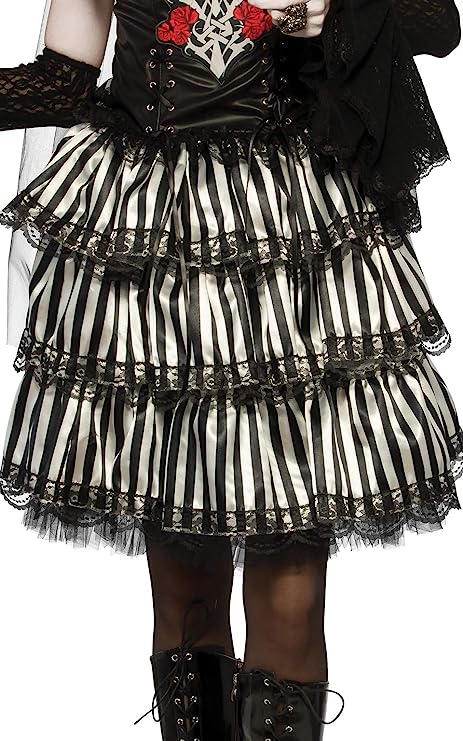 SKIRT STRIPED BLK/WHT RUFFLE