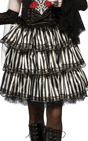 SKIRT STRIPED BLK/WHT RUFFLE