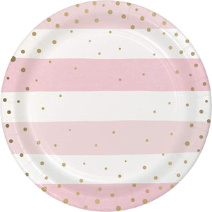 7" Pink and Gold Celebration Plates