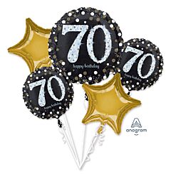 70th Birthday Sparkle Celebration Mylar Balloon Bouquet
