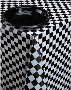 Plastic Table Cover Checkered B/W 54"X108"