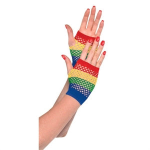 Gloves Short Fishnet Rainbow