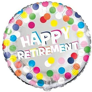 Happy Retirement Dots Foil Balloon 18"