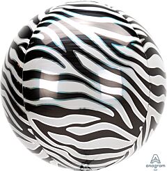 Balloon Mylar Orbz Zebra 15"