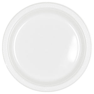 7" Round Plastic Plates, 20 Ct. - Frosty White