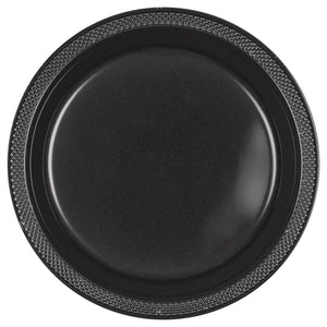 7" Round Plastic Plates, 20 Ct. - Jet Black