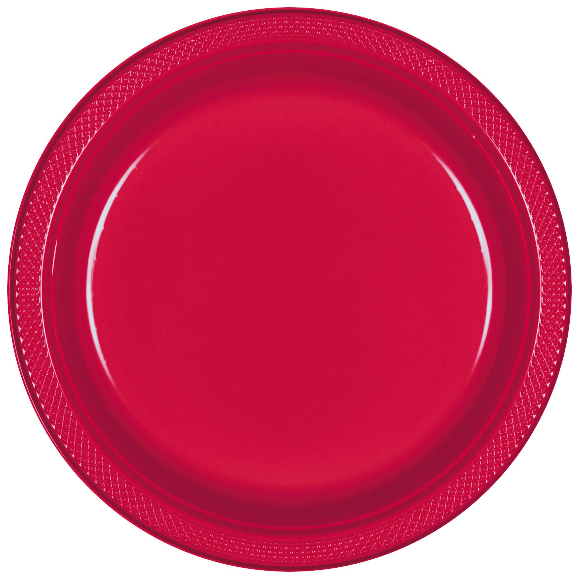 9" Round Plastic Plates 20 Ct. - Apple Red