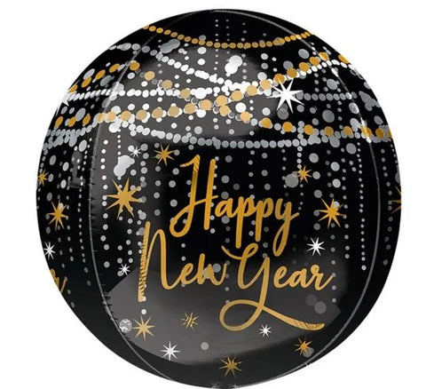 Midnight Hour New Year Orbz Mylar Balloon