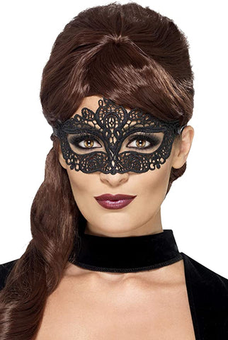 Mask Embroidered Lace Filigree Black