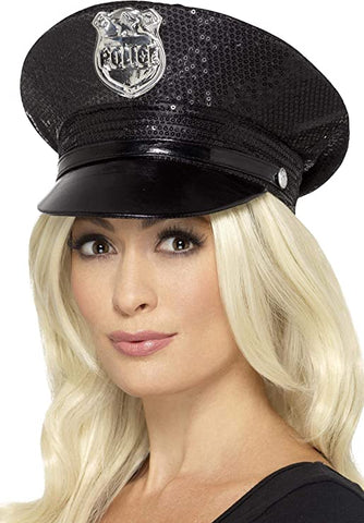 Hat Fever Sequin Police Black
