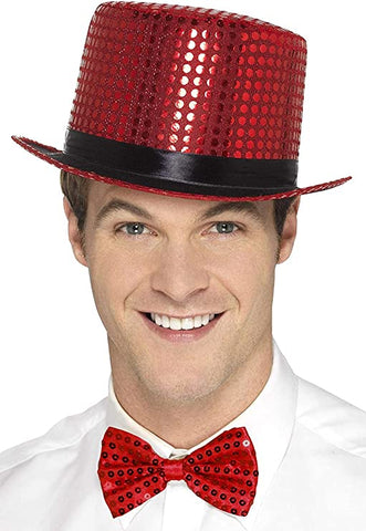 Hat Tophat Sequin Red