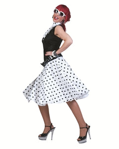 SKIRT SOCK HOP WHT/BLK POLKA DOT