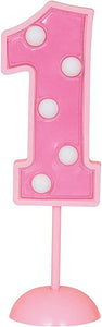 Flashing Number 1 Party Cake Decoration 4.5" Pink