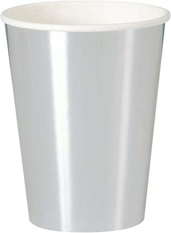 Cups Metallic Silver 12OZ 8CT