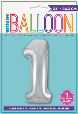 34" Foil Silver Number 1 Balloon