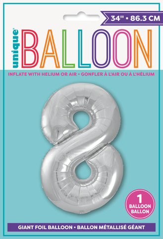 Balloon Mylar Jumbo #8 Silver