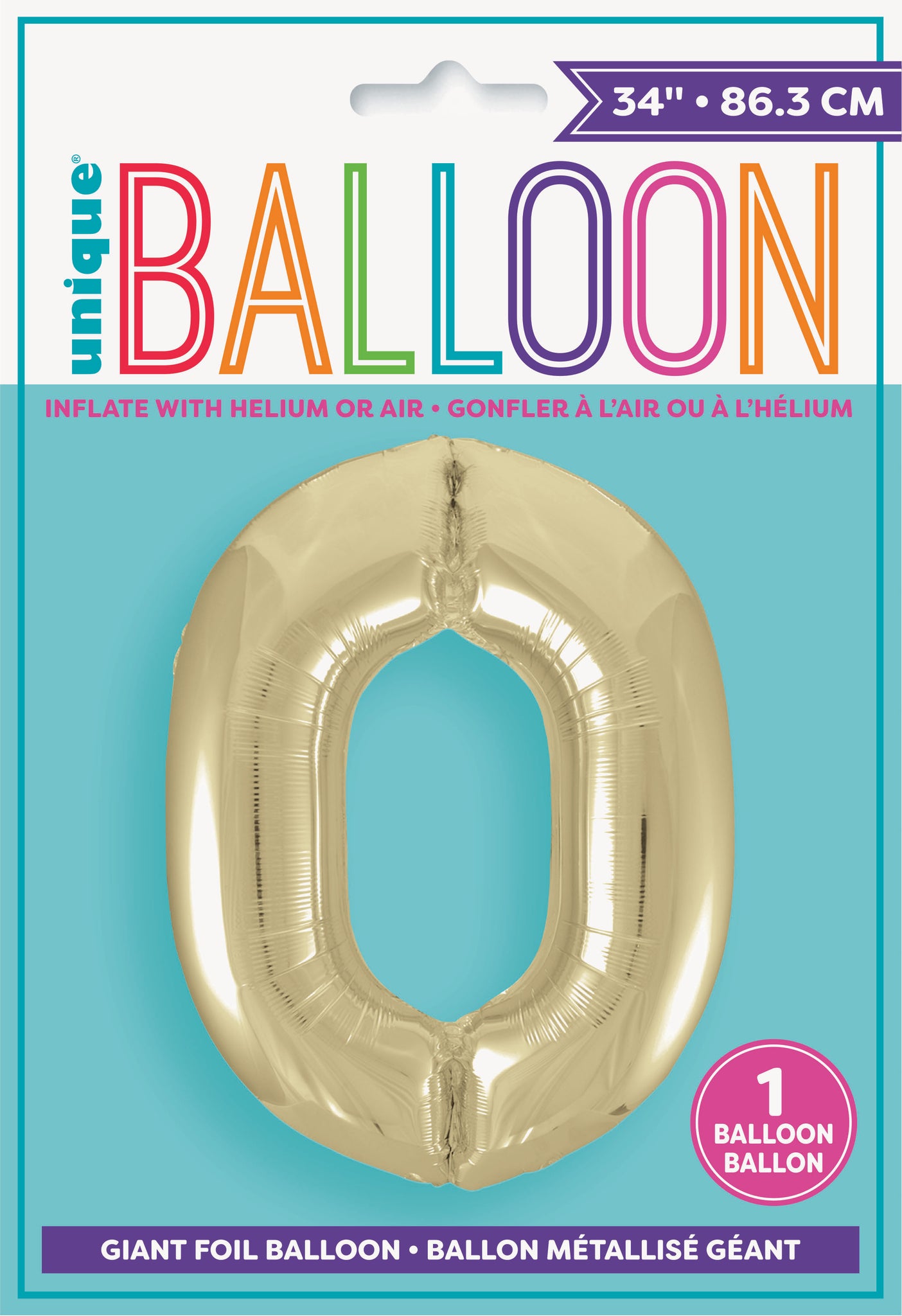 34" Foil Gold Number 0 Balloon