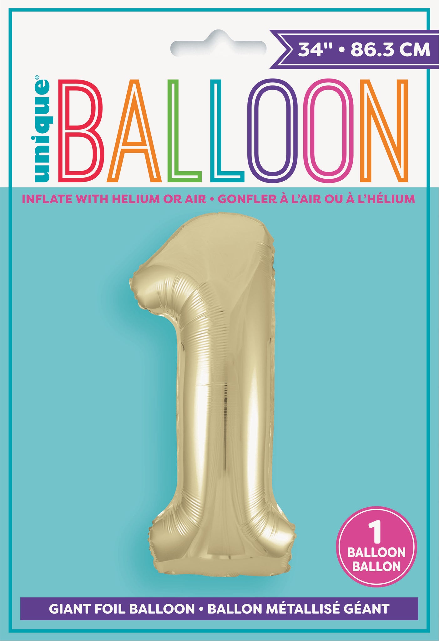 34" Foil Gold Number 1 Balloon